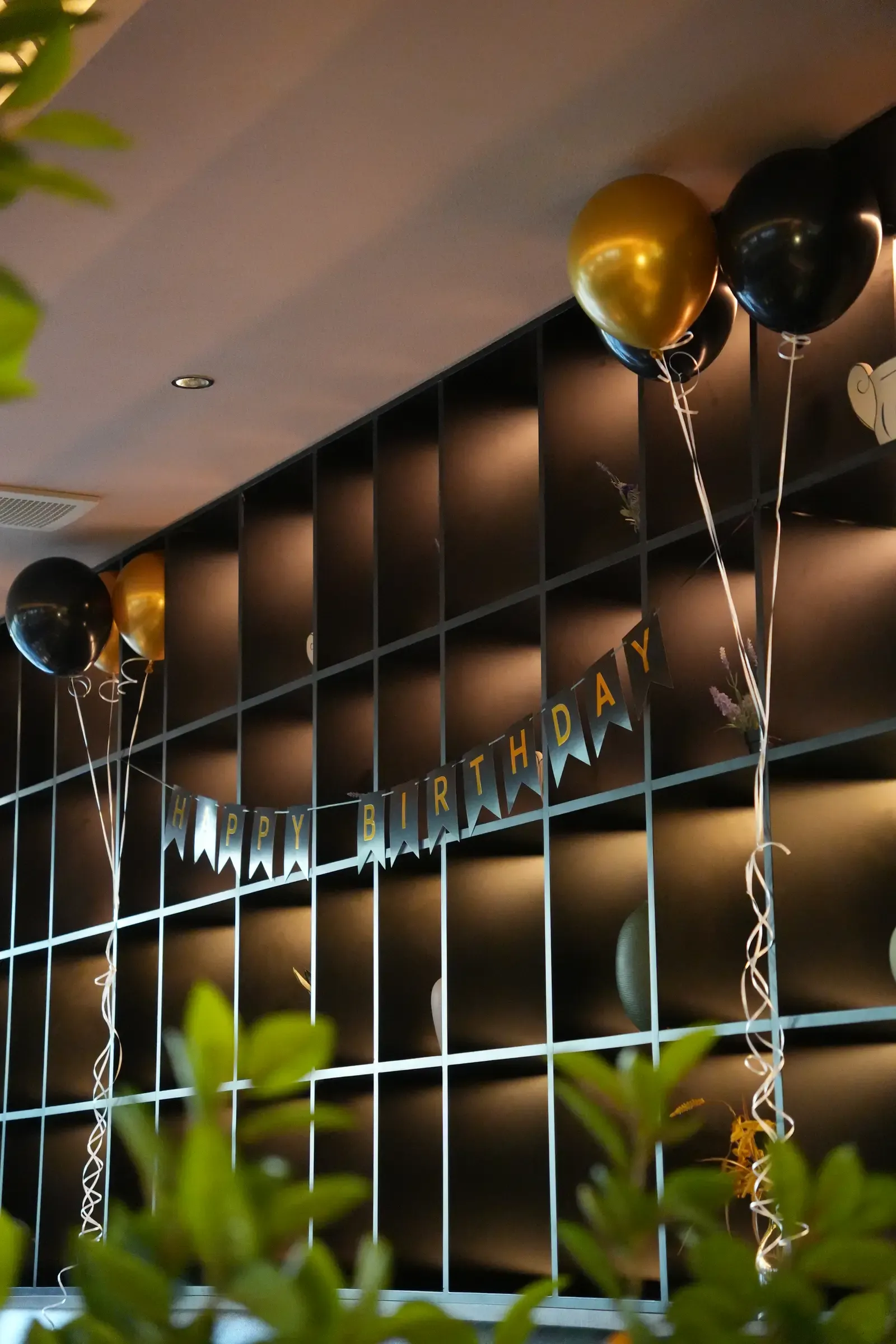 Happy Birthday banner and balloons at Maison Almaz, Canggu