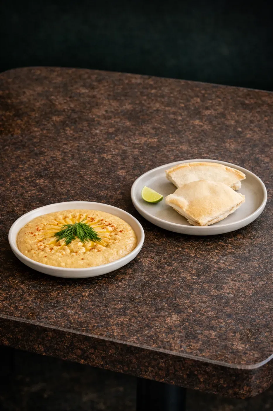 Hummus served with warm pita bread