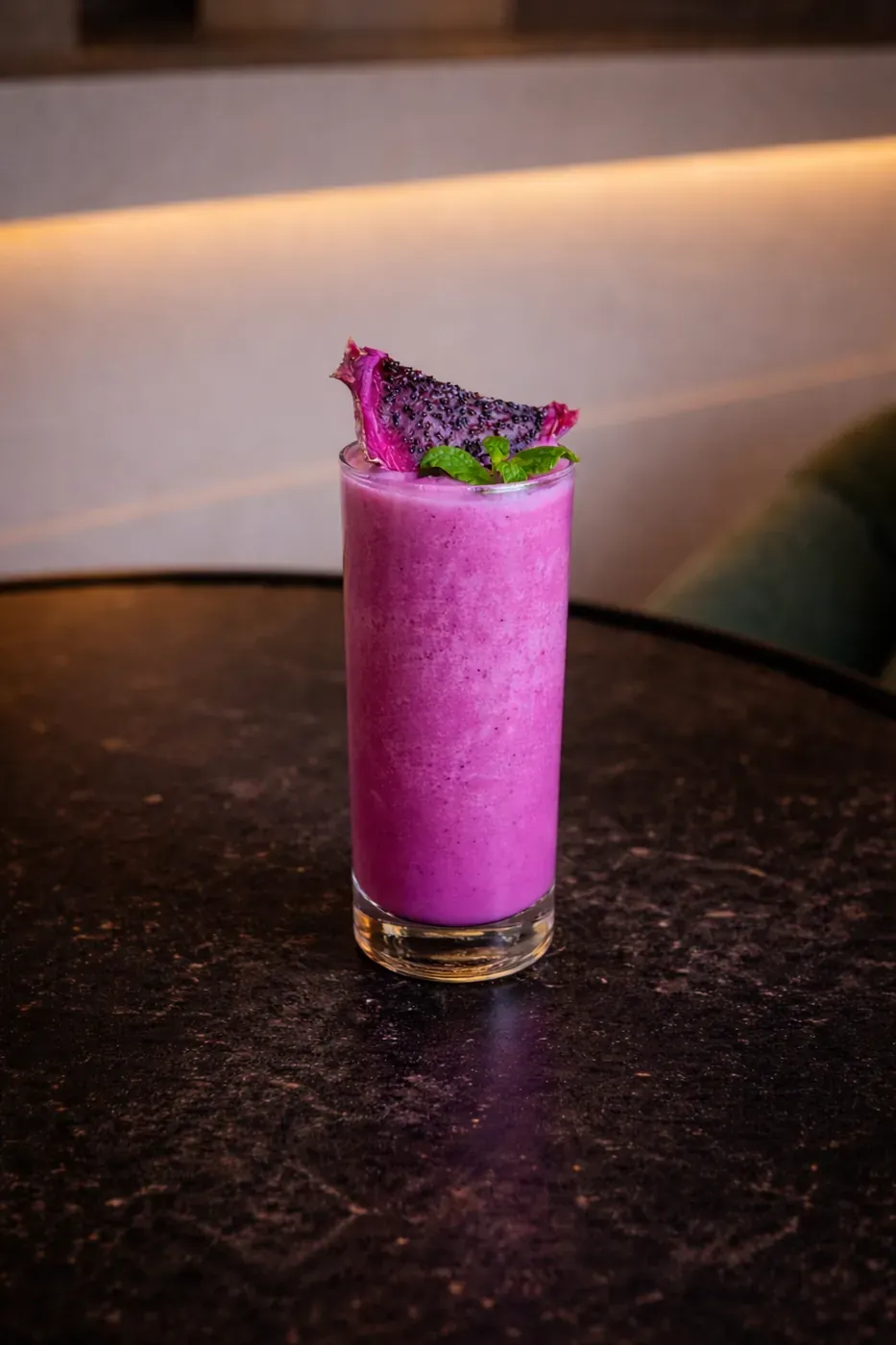 Bright magenta dragon fruit smoothie