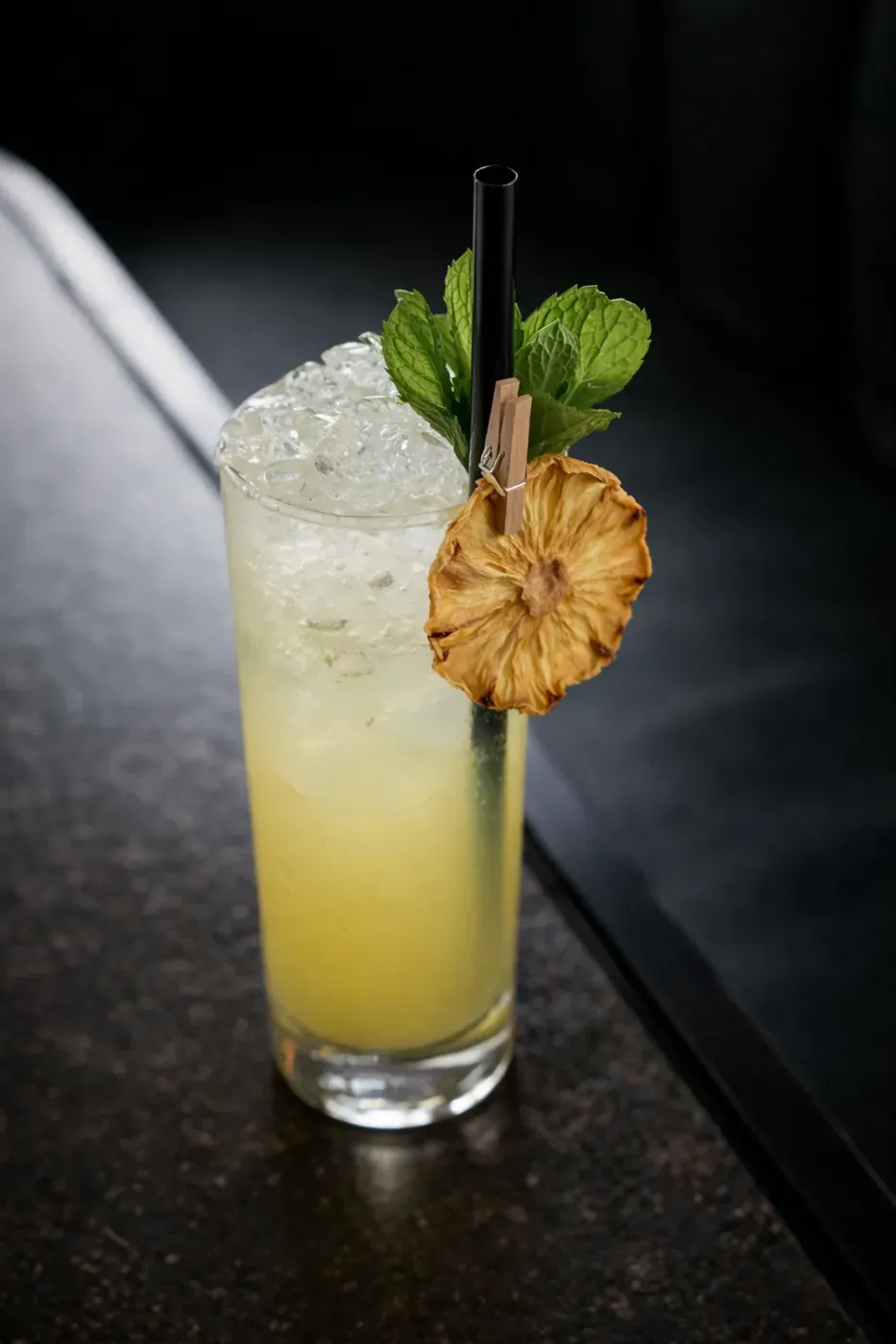 Pineapple cocktail served over crushed ice