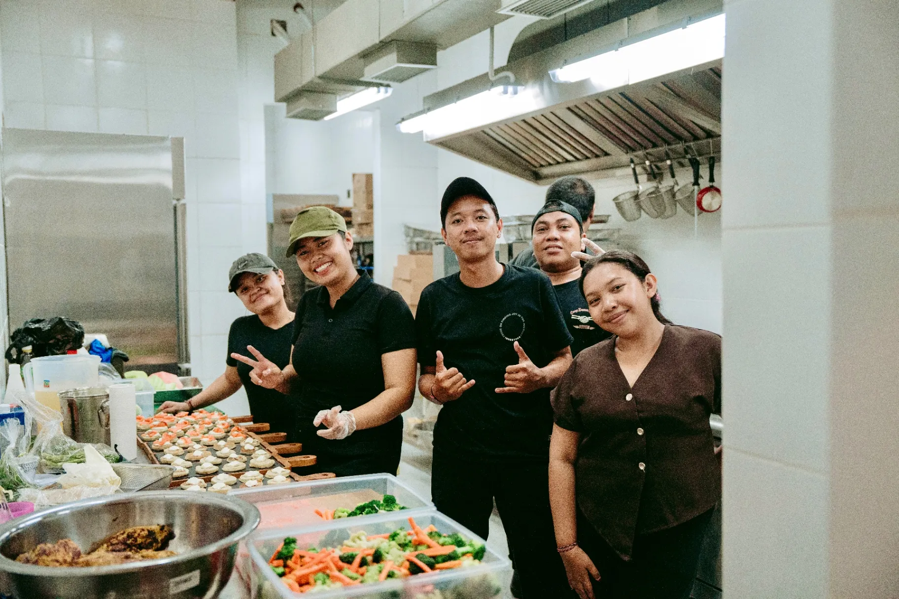 Kitchen team preparing for private event