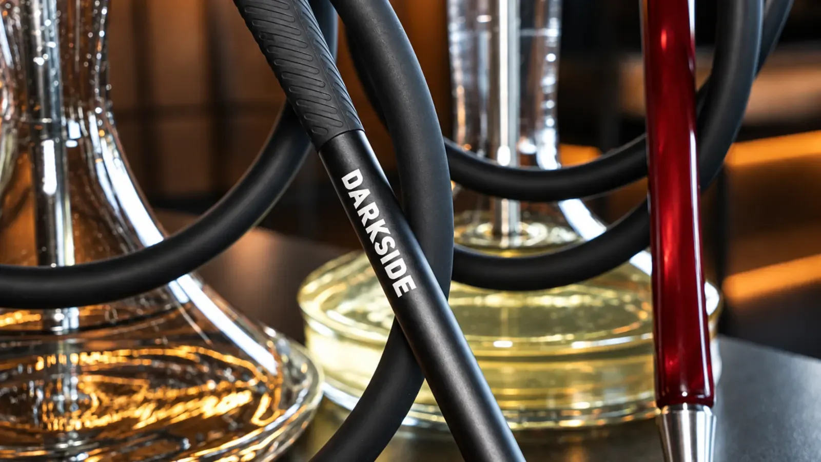 Darkside shisha hose and glass base detail at Maison Almaz, Canggu
