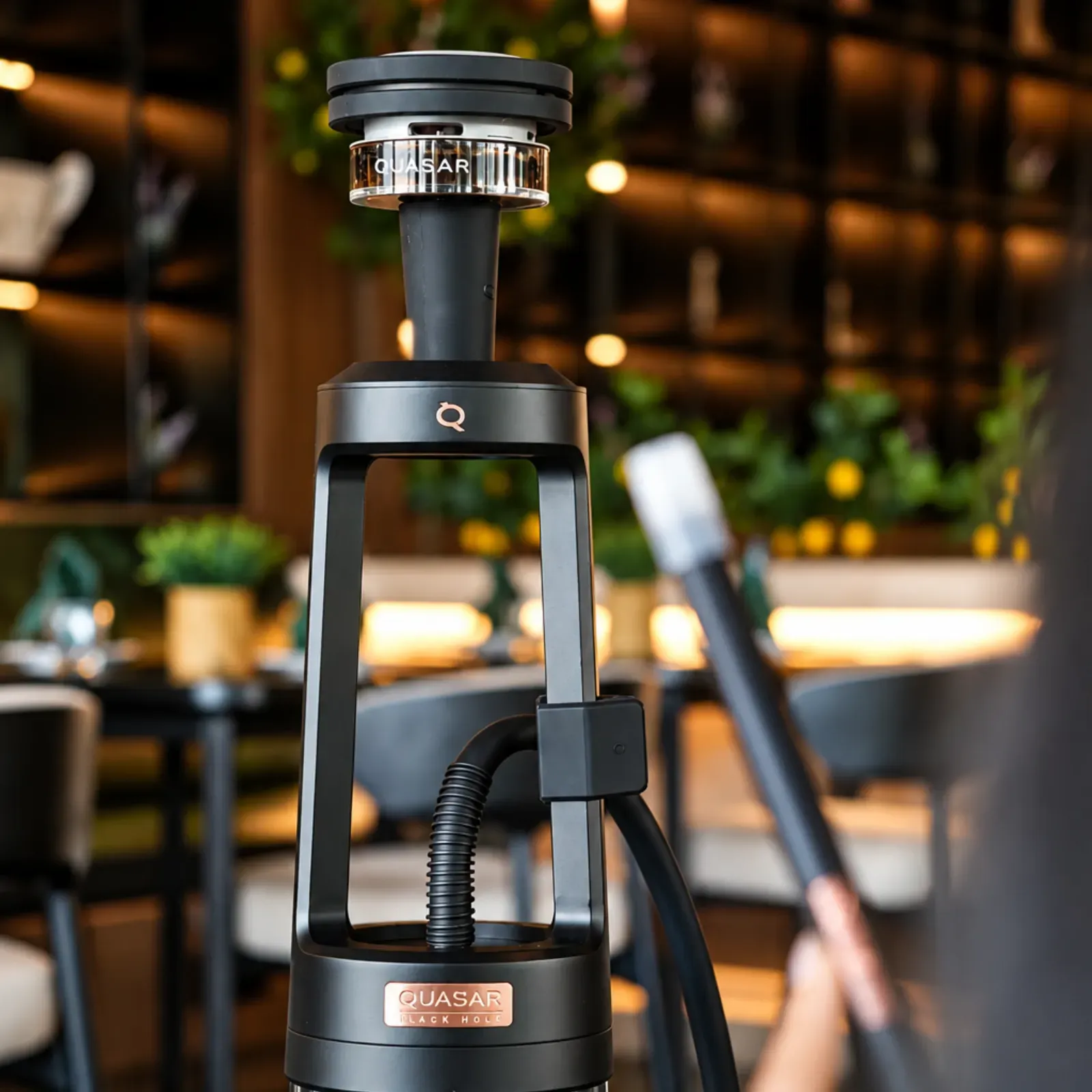 Black Quasar hookah ready for a shisha session at Maison Almaz, Canggu