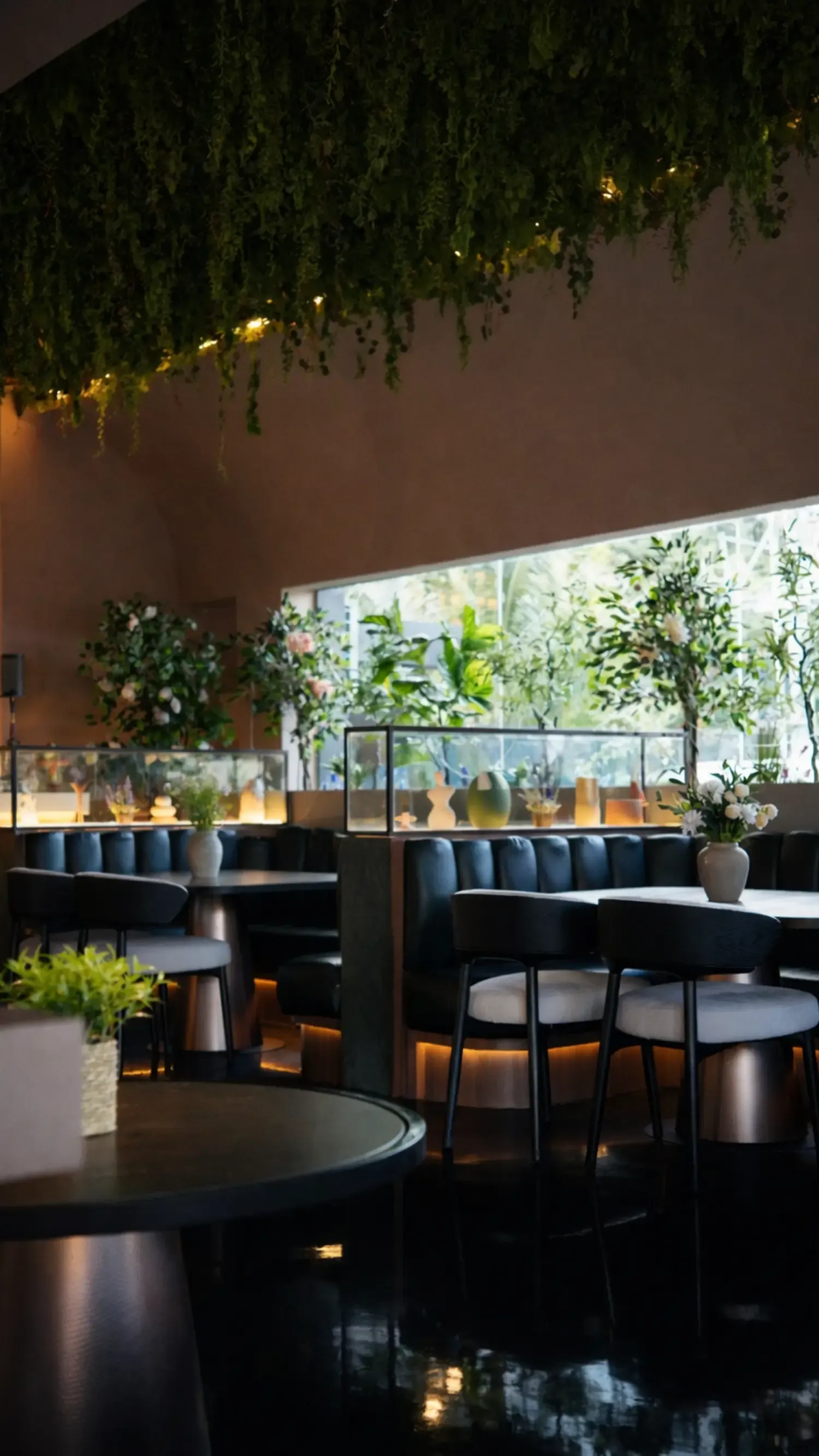 Daylight dining with garden views at Maison Almaz, Canggu