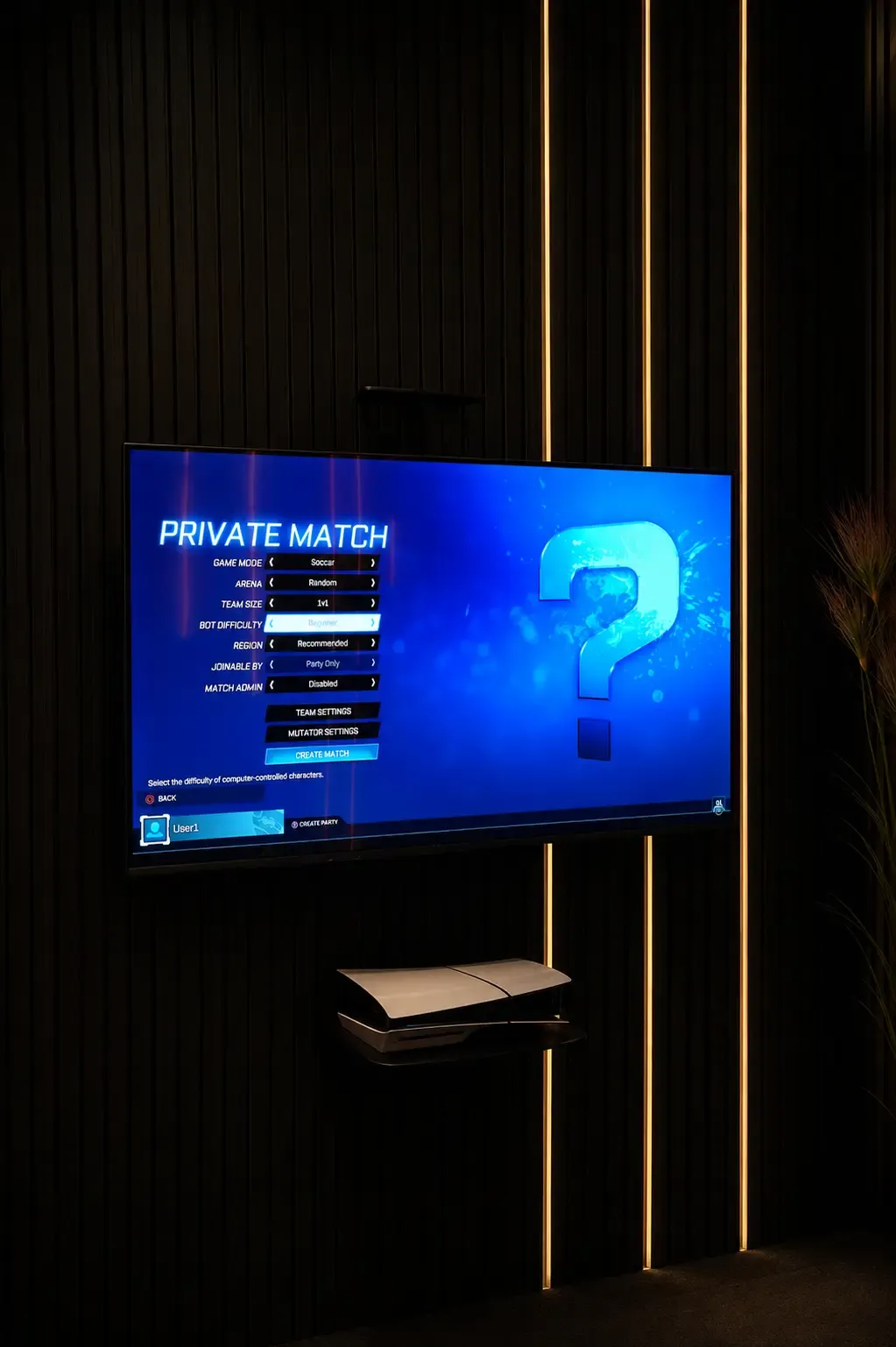 Private multiplayer gaming on PlayStation 5 on the big screen in the Private Room at Maison Almaz, Canggu